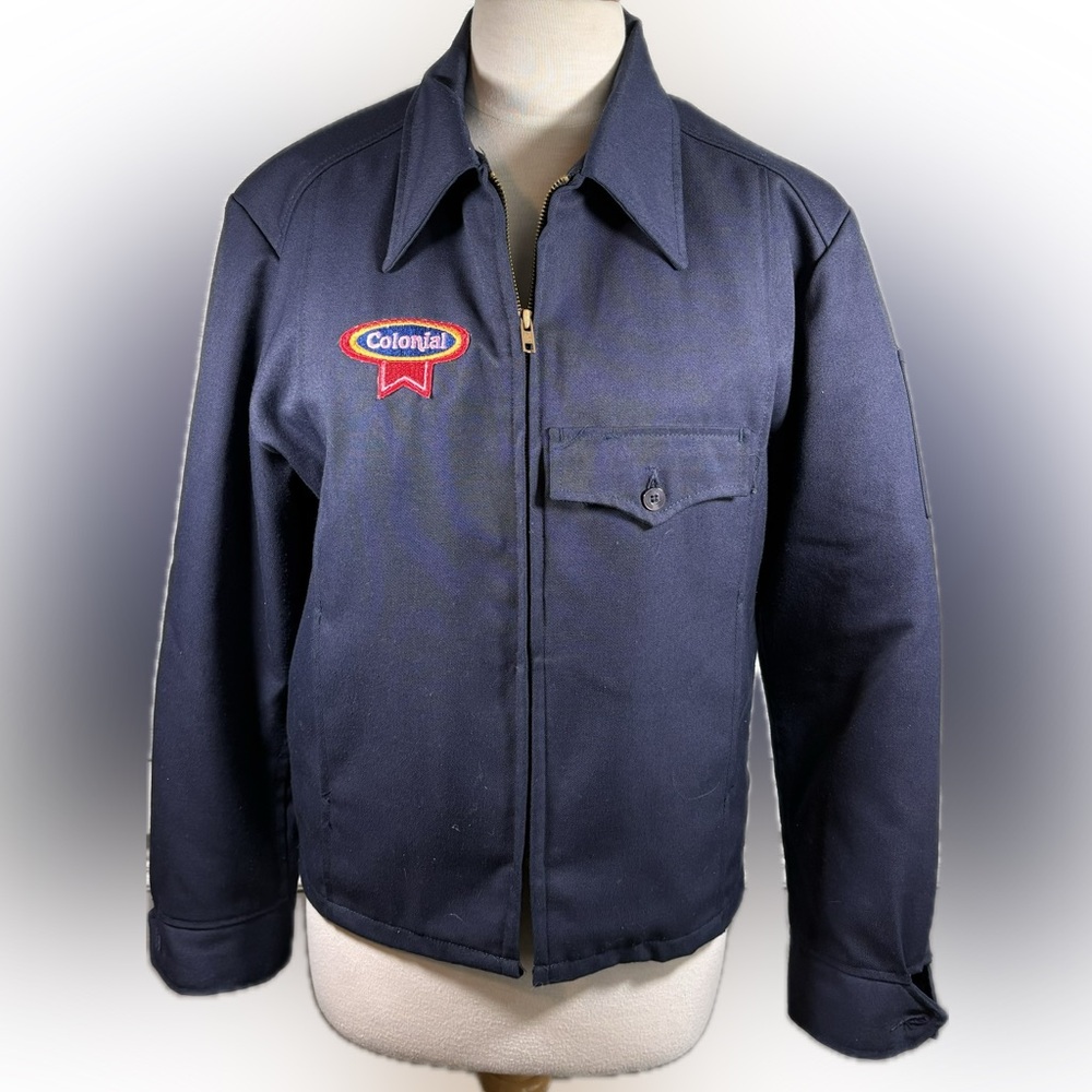 💕Vintage💕 Riverside Masterliner Colonial Patch Women's Navy Bomber Jacket